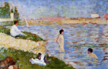 喬治 脩拉 Bathing at Asnieres, Bathers in the Water